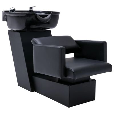 vidaXL frisørstol med vask 129x59x82 cm kunstlæder sort