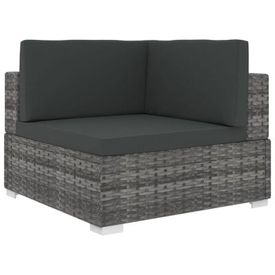 vidaXL hjørnesæde til sofa 1 stk. med hynder polyrattan grå