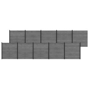 vidaXL Hegnss&aelig;t 1737 x 186 cm WPC og Aluminium Gr&aring;