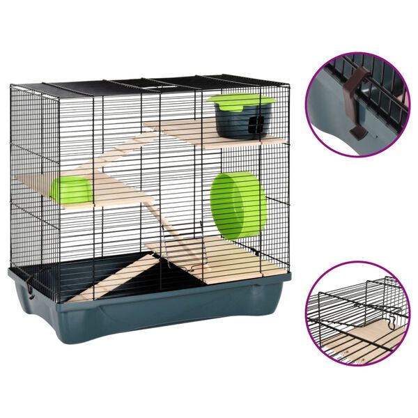 vidaXL hamsterbur 58x32x54 cm polypropylen og metal grå
