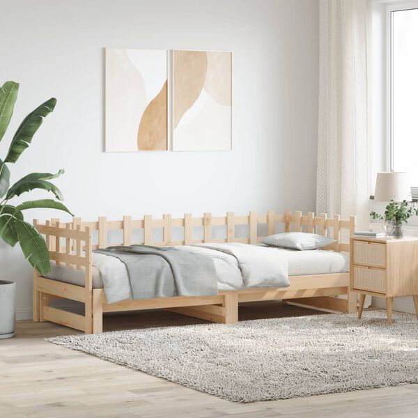 vidaXL daybed med udtræk 2x(80x200) cm massivt fyrretræ