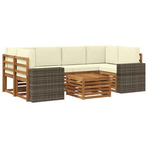 vidaXL Udend&oslash;rs sofagruppe 7 pcs Naturlig og Fl&oslash;de Massivt Akacietr&aelig;