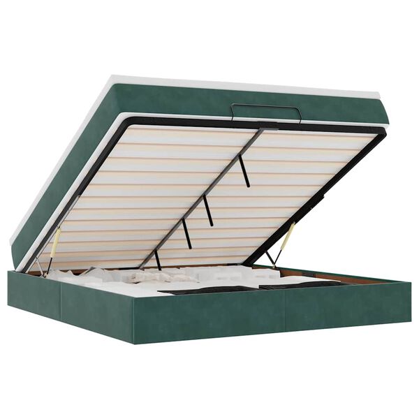 vidaXL osmannisk sengeramme med madras 180x200 cm fl&oslash;jl m&oslash;rkegr&oslash;n