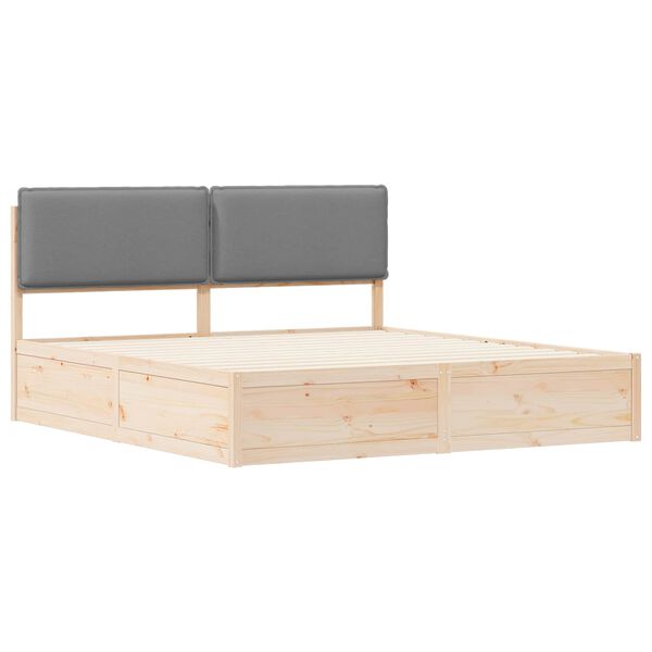 vidaXL Sengestel med Polstret Hovedgavl Lysegr&aring; 180 x 200 cm