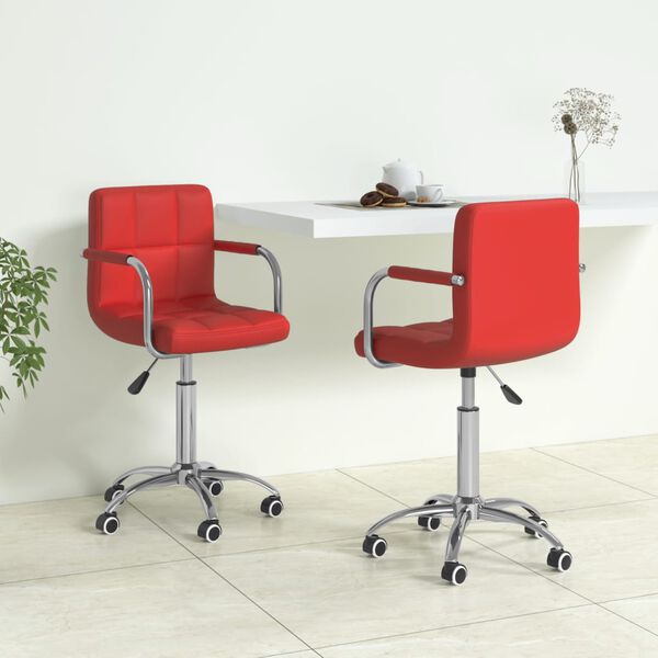 vidaXL drejelige spisebordsstole 2 stk. kunstl&aelig;der vinr&oslash;d