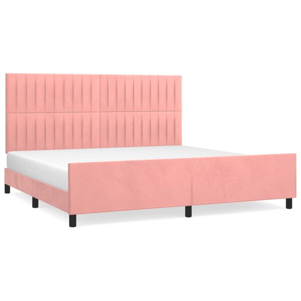 vidaXL sengeramme med sengegavl 200x200 cm fl&oslash;jl pink