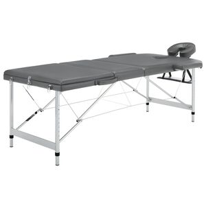 vidaXL massagebord med 3 zoner aluminiumsstel 186 x 68 cm antracitgr&aring;