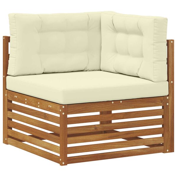 vidaXL Sofas&aelig;t med pude 9 pcs Naturlig og Fl&oslash;de Massivt Akacietr&aelig;