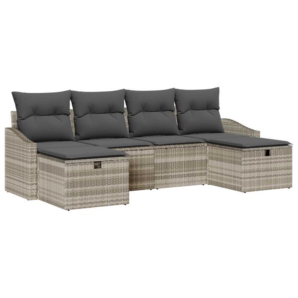 vidaXL Sofa S&aelig;t med pude 6 pcs polyrattan