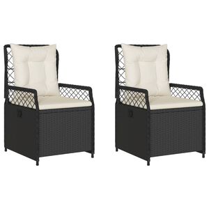 vidaXL havestole 2 stk. med l&aelig;nefunktion polyrattan sort