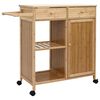 vidaXL K&oslash;kkenvogn med hjul Naturfarvet 90,5 x 36 x 86,5 cm Bambus
