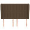 vidaXL sengegavl med kanter 147x23x118/128 cm stof m&oslash;rkebrun