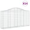 vidaXL buede gabionkurve 14 stk. 200x30x100/120 cm galvaniseret jern