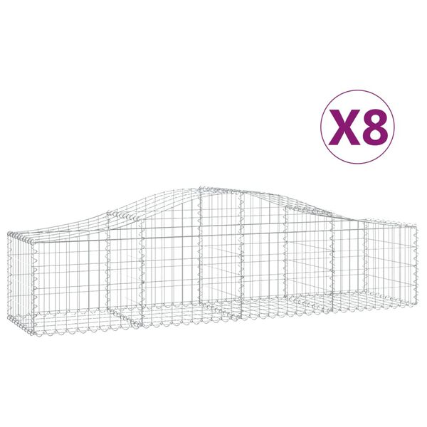 vidaXL buede gabionkurve 8 stk. 200x50x40/60 cm galvaniseret jern