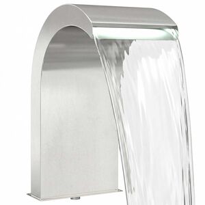 vidaXL Poolvandfald med LED Rustfrit St&aring;l 304 45 x 30 x 65 cm S&oslash;lv