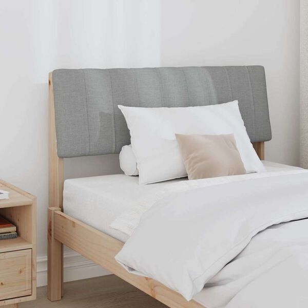 vidaXL Polstret sengegavl Lysegr&aring; 90 cm Massiv fyrretr&aelig;