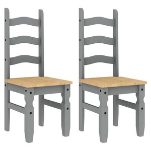 vidaXL spisebordsstole 2 stk. Corona 42x47x107 cm massivt fyrretr&aelig; gr&aring;