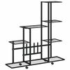 vidaXL blomsterstativ med hjul 94,5x25x92,5 cm metal sort