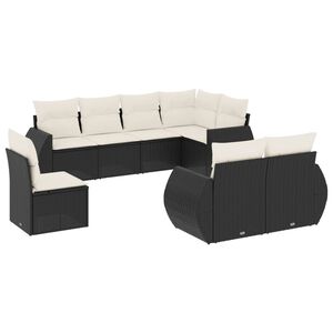 vidaXL sofas&aelig;t til haven 8 dele med hynder polyrattan sort