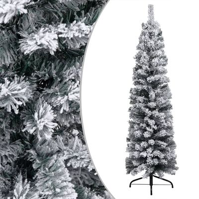 vidaXL smalt juletræ med lys og sne 150 cm PVC grøn