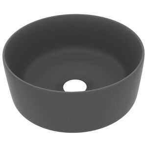 vidaXL luksuri&oslash;s h&aring;ndvask 40x15 cm rund keramik mat m&oslash;rkegr&aring;