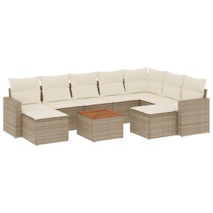 vidaXL sofas&aelig;t til haven 10 dele med hynder polyrattan beige
