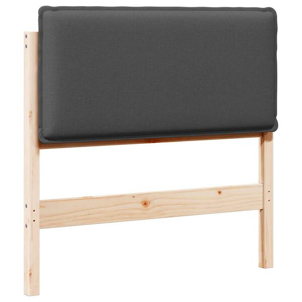 vidaXL Polstret sengegavl Naturlig og m&oslash;rk gr&aring; 75 cm Massiv fyrretr&aelig;