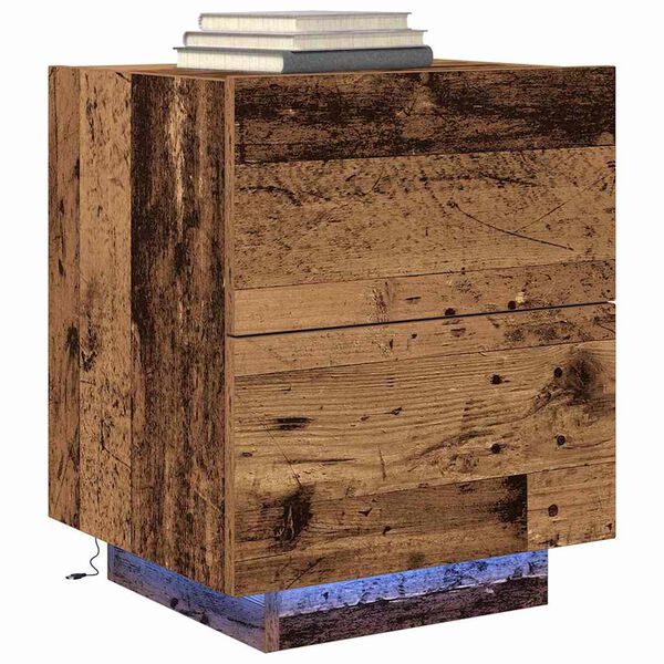 vidaXL Natskab med skuffe Gammelt tr&aelig; 45 x 40 x 55 cm Konstrueret tr&aelig;