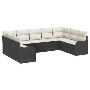 vidaXL Havesofa S&aelig;t med opbevaring 9 pcs Sort og hvid polyrattan