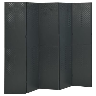 vidaXL 5-panels rumdeler 2 stk. 200x180 cm stål antracitgrå