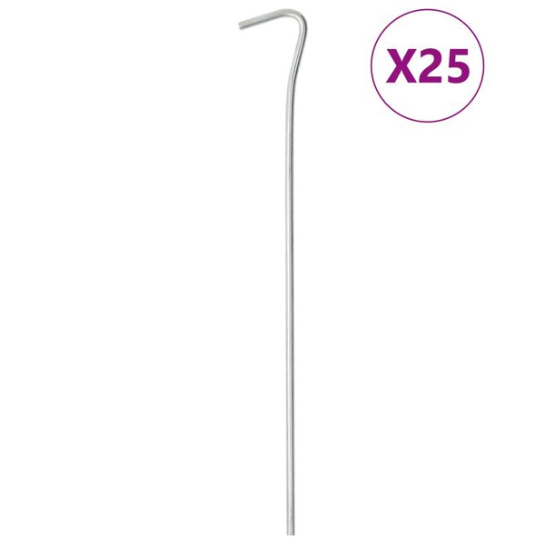 vidaXL teltpl&oslash;kker 25 stk. 23 cm &Oslash;4 mm galvaniseret st&aring;l