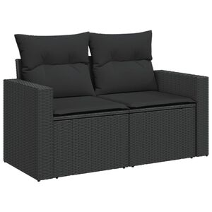 vidaXL havesofa med hynder 2-personers sort polyrattan