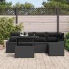 vidaXL Havesofa S&aelig;t med pude med opbevaring 6 pcs Sort polyrattan