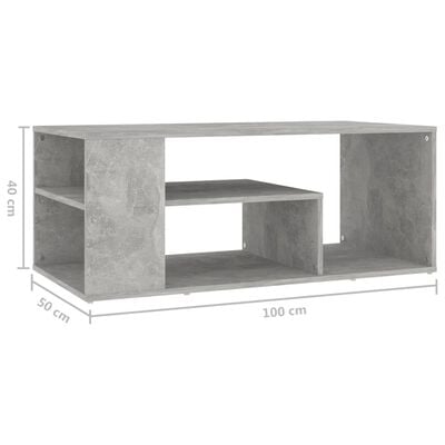 vidaXL sofabord 100x50x40 cm spånplade betongrå