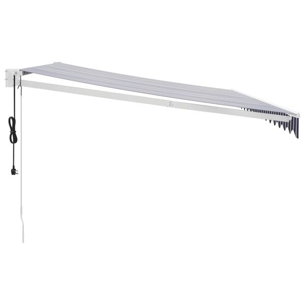 vidaXL foldemarkise 4x3 m automatisk betjening bl&aring; og hvid