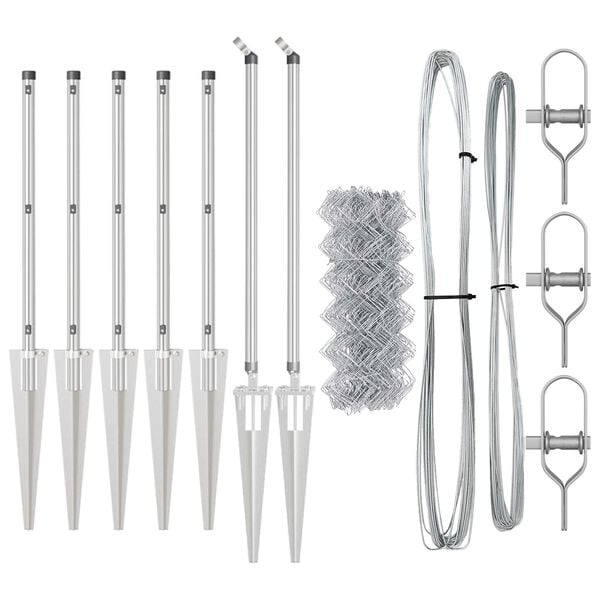 vidaXL Hegnspæl Sølv 10 x 0,8 m (40 x 40 mm net) Stål