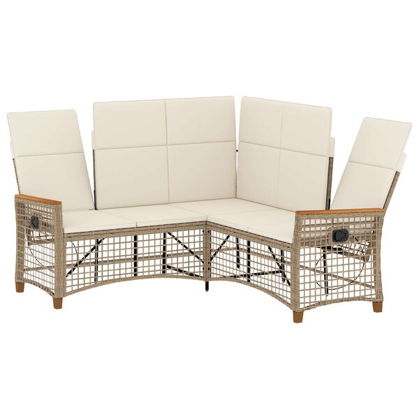 vidaXL Havem&oslash;bel-set med reclining sofa Beige og cremehvid polyrattan
