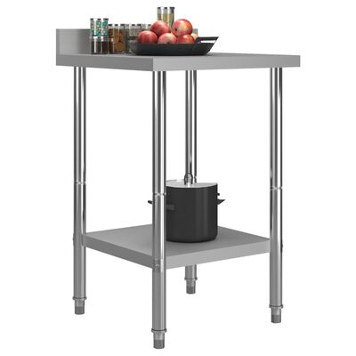 vidaXL arbejdsbord til køkken m. stænkplade 60x60x93 cm rustfrit stål