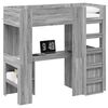 vidaXL Loft Sengestel med Skrivebord med hylde Gr&aring; Sonoma 75 x 190 cm