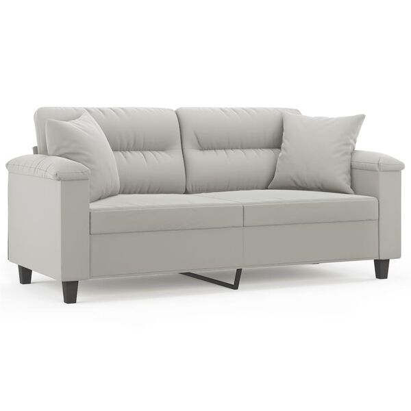 vidaXL 2-personers sofa med puder 140 cm mikrofiberstof lysegrå