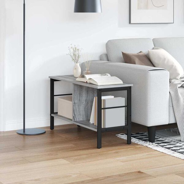 vidaXL Bogreol Gr&aring; Sonoma 82 x 32 x 47 cm Konstrueret tr&aelig;