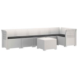 vidaXL 6-personers Have Sofa med Puder Rattan Look PP Hvid