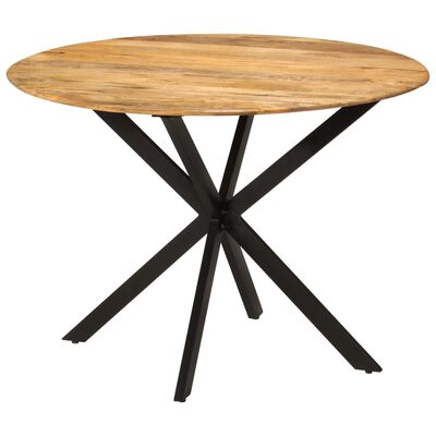 vidaXL spisebord Ø110x78 cm massivt mangotræ og stål