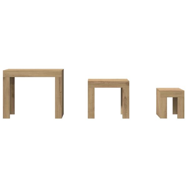 vidaXL indskudsborde 3 stk. konstrueret tr&aelig; brun kunsteg