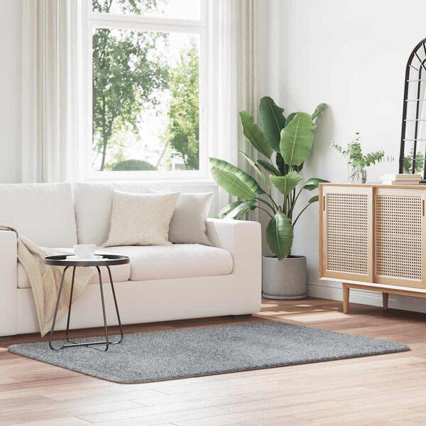 vidaXL shaggy gulvt&aelig;ppe NAVARRA 120x170 cm h&oslash;je luv polyester lysegr&aring;