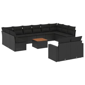 vidaXL sofas&aelig;t til haven 13 dele med hynder polyrattan sort