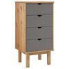 vidaXL kommode OTTA 45x39x90 cm massivt fyrretr&aelig; brun og gr&aring;