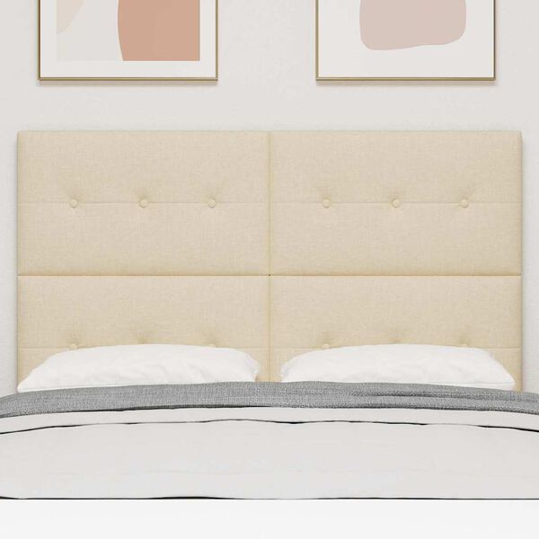 vidaXL H&oslash;jdejusterbart sengehoved med hovedg&aelig;rde Creme 160 cm Stof