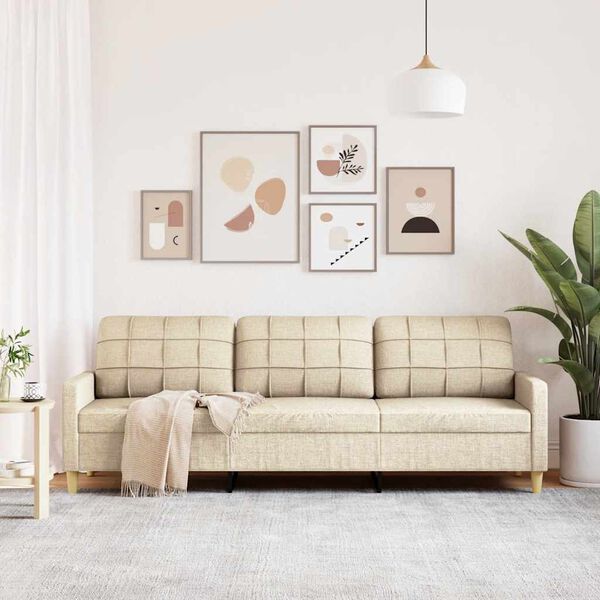 vidaXL 3-personers sofa 210 cm stof cremefarvet