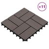 vidaXL Terrasse Flise 11 pcs M&oslash;rk Brun 30 x 30 cm WPC
